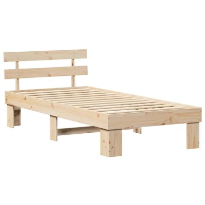 Image of vidaXL Bed Frame with Headboard 90x200 cm Solid Wood Pine
