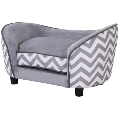 Image of PawHut Dog Sofa Pet Couch for XS Dogs with Removable Sponge Padded Cushion Grey