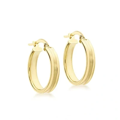 Image of Carissima Gold Women&#039;s 9ct Yellow 20mm Ribbed Creole Earrings