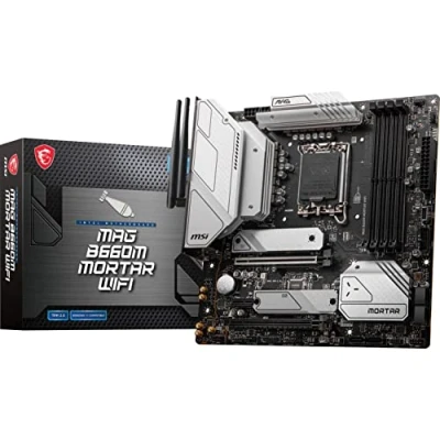 Image of MSI MAG B660M MORTAR WIFI Motherboard, Micro ATX Supports Intel 12th Gen Core Processors, LGA 1700 DDR5 Memory Boost 6200+MHz/OC, PCIe 4.0 &amp; 3.0 x16 Slots, 2 x M.2 Gen4 Wi Fi 6E