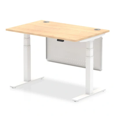 Image of Air 1200x800 Height Adjustable Desk Maple CP White Leg Modesty Panel