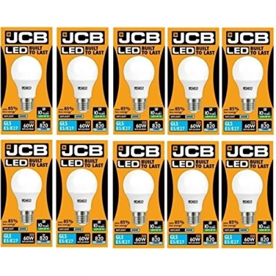 Image of JCB LED 20 X 10 Watt Screw Cap GLS Lamp Daylight 6500K 60W Replacement ES E27 Bulb [Energy Class A+]