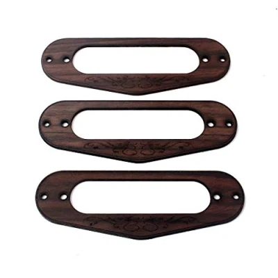 Image of Alnicov 2 Pcs Rosewood Single Coil Pickup Surround Plate Mounting Ring for Guitar