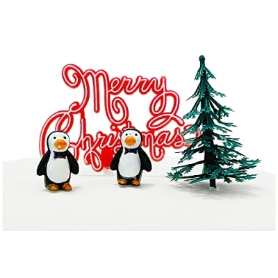Image of Anniversary House 4pcs Nostalgic Penguins Scene Cake Decorating KitChristmas Decorations, Christmas Toppers, Yule Log Traditional Non Edible BX355 UK