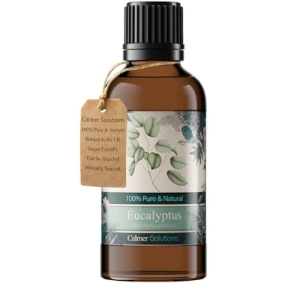 Image of Calmer Solutions Eucalyptus 50ml Congestion, Colds, Fever, Muscular Pain Pure 100% UK Sourced Natural Essential Oils Professional or Home use Diffusers, Humidifiers, Candle Making &amp; More
