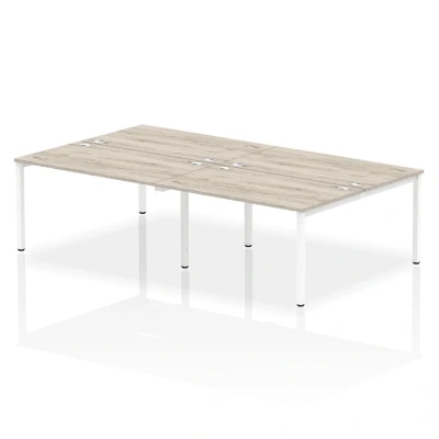 Image of Impulse Bench B2B 4 Person 1400 White Frame Office Desk Grey Oak