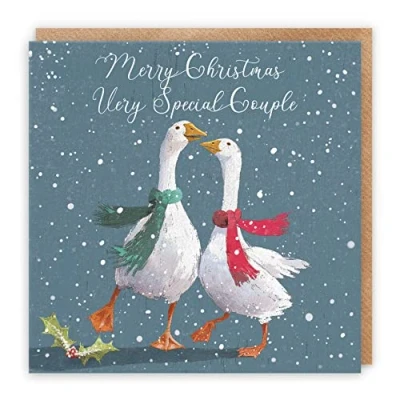 Image of Hunts England Special Couple Stunning Luxury Artistic Christmas Card Merry Very Festive Geese Milos Gallery Collection