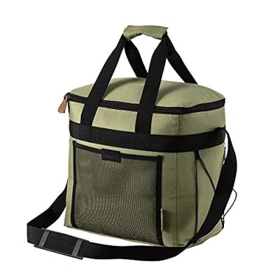 Image of Leave Only Footprints Picnic Insulated Cooler Bag. Made from RPET Recycled Material (28 Litre, Olive Green)