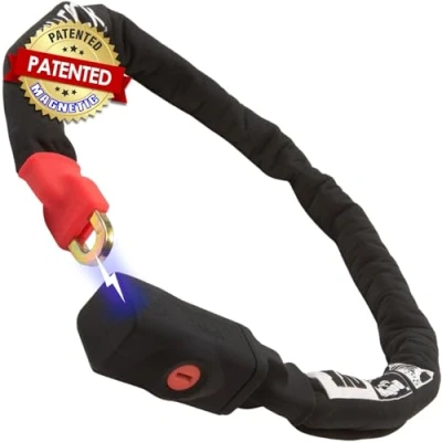 Image of Seatylock Viking Chain Bike Lock with Key Patented Scooters and Locks High Security Anti Theft Sold Secure Silver Ultra Safe Bicycle Heavy Duty Smart (110 CM 43&quot;)