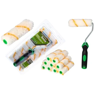 Image of ToolSpace Paint Roller Set 11cm with Ergonomic Handle 10 Rollers for Painting 11 Pieces