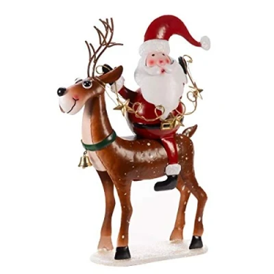 Image of Online Garden Centre Ansell&#039;s® Light Up Festive Folk Santa&#039;s Comet Metal Figure