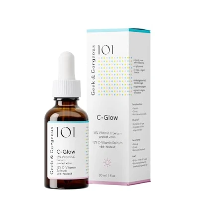 Image of Geek &amp; Gorgeous 101 C Glow 15% vitamin Serum, super light + Ferulic acid E, gives environmental protection, boost collagen evens skin tone all types, 30ml
