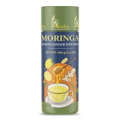 Image of Ausha Moringa Lemon Ginger Tea 100g + Lemongrass Licorice Immunity, Digestion