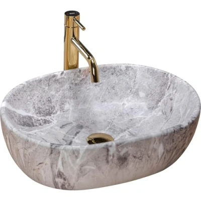 Image of REA Bathroom Sink Made of Ceramic Lara Stone Matt imitation U9888, Gray