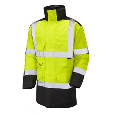 Image of Leo Workwear Tawstock A01 Warm Quilt Lining Weatherproof Dual Colour Hi Vis Anorak, M, Yellow Black