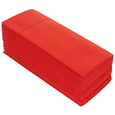 Image of Alvotex Airlaid 50 Cutlery Bags Fabric Like Disposable Napkin, Paper, red, 32X40 cm