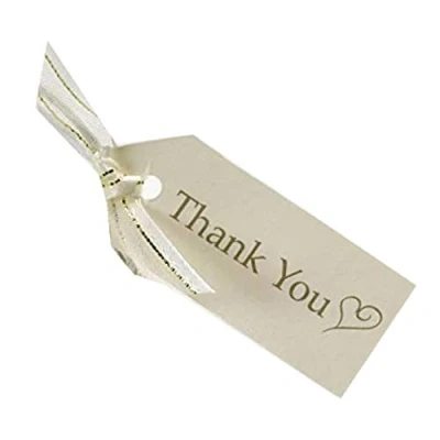 Image of Neviti Contemporary Heart Mini Wedding Thank You Luggage Tags Ivory/Gold Pack of 10