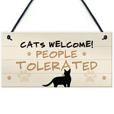 Image of RED OCEAN Funny Cat Gift Welcome Sign For Lovers Women Home Decor Animal Pet Gifts