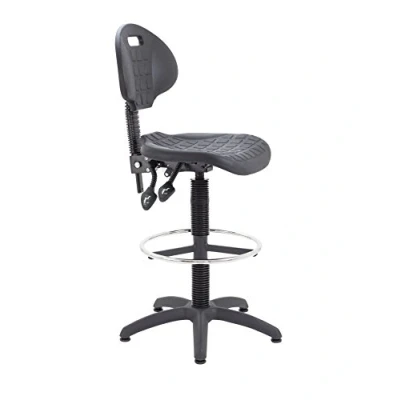 Image of Office Hippo Laboratory Desk Chair, Robust Chair For Contract Use, Adjustable Seat &amp; Back, Versatile Lightweight Easy Clean High Rise Static Draughtsman Black