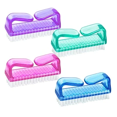 Image of G2PLUS Handle Nail Brushes 4 PCS Plastic Fingernail Cleaning Scrubbing for Nails