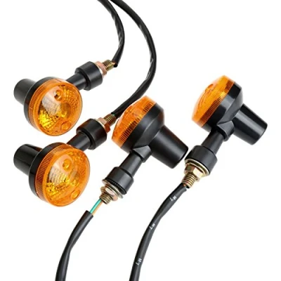 Image of MUXSAM 4PCS Mini Motorcycle Turn Signal Indicator Light Lamp Bulb 12V Universal Black