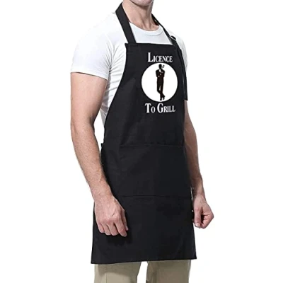 Image of Novelty Funny Apron Men Women Chef Cooking Kitchen Bib BBQ Gifts Baking For Him Sexy Prank Xmas Husband Friends Birthday 40TH 50TH 60th DadRude Boyfrined Christmas (Licence To Grill)