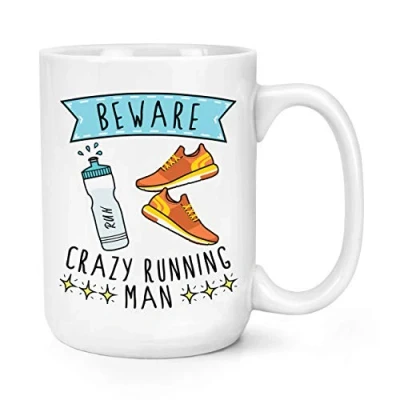 Image of Beware Crazy Running Man 15oz Large Mug Cup