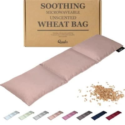 Image of Qomfor Unscented Wheat Bag Microwavable Large Heat Pack for Pain Relief Pad Neck, Shoulders, Back, Period Pain, &amp; Arthritis Microwave Aches Relaxation (Pink)