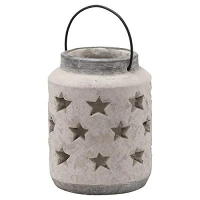 Image of Hill 1975 Bloomville Large Stone Star Lantern, CERAMIC, Multi Colour, One Size,18.6 x 18.5 23cm