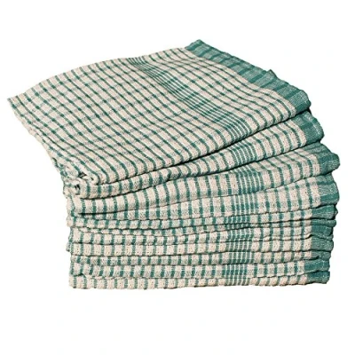 Image of Textiles Direct Wonderdry Tea Towels Green Pack of 10 100% cotton