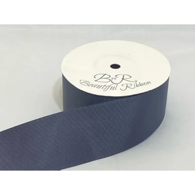 Image of 2 metres of 50mm Grosgrain Ribbed Ribbon Charcoal Dark Grey Double Sided 50 mm 5cm 2&quot; Inch