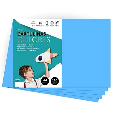 Image of A4 Colour Card Intense Colours 180g Sheets for Crafts, Printing Your Documents and Creative Designs m office (500 Sheets, Turquoise Blue)