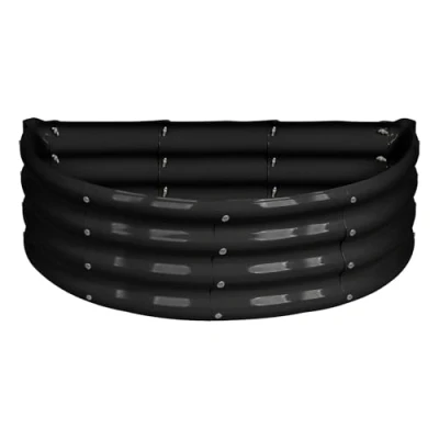Image of 90cm x 45cm Semicircular Galvanised Steel Raised Garden Bed By Harbour Housewares Easy Assemble