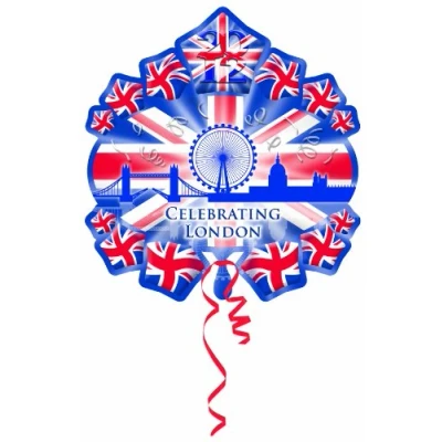 Image of Amscan Supershape Foil Balloon with Britain Theme 1 Pc, Blue, 40.8g