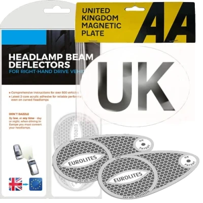 Image of Xtremeauto Eurolites Deflectors Headlight For Europe Beam Benders &amp; AA Magnetic UK Sticker Plate Headlamp Cars, Trucks, Vehicles Caravan Travelling To
