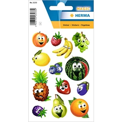 Image of HERMA 3233 Wiggly Eyes Stickers for Children, Fruits (13 Stickers, Plastic, Matte) Self Adhesive, Permanent Adhesive Motif Labels Girls and Boys, Colourful