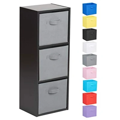 Image of Hartleys 3 Tier Black Cube Unit Grey