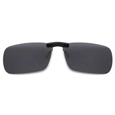 Image of JM Rimless Rectangle Clip on Sunglasses Lightweight Polarized Eyeglasses Men Women Grey