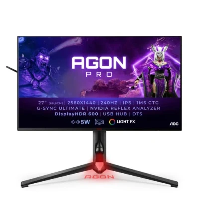 Image of AOC AGON AG274QS 27 Inch QHD Gaming Monitor, 300Hz, IPS, 1ms GTG, HDR 400, FreeSync premium, Height Adjust , USB HUB, Speakers (2560x1440 @ 350cd/m² HDMI 2.1 / DP 1.4/ 3.2)