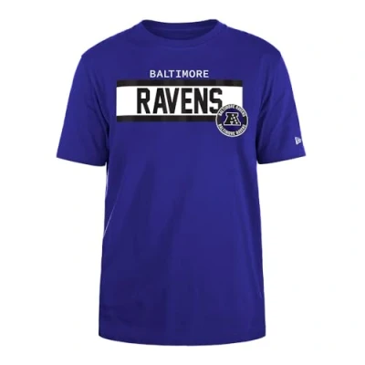 Image of BALTIMORE RAVENS New Era Cap NFL Regular T Shirt High Density Ink Screenprint Front Graphic Original Team Color Unisex Purple