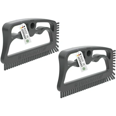 Image of Fuginator® Grout Brush Bundle 2 Brushes in Grey/Grey Cleaning for Joint Bathroom, Toilet, Kitchen etc. Wall and Floor Tiles Handy Grouts