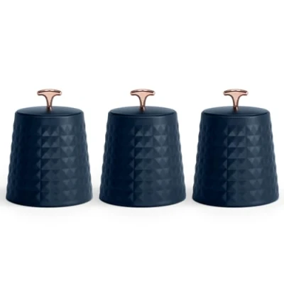 Image of EHC Tea Sugar Coffee Canisters Set, Kitchen Storage Jars with Lids Airtight, Containers Set of 3, Navy Blue