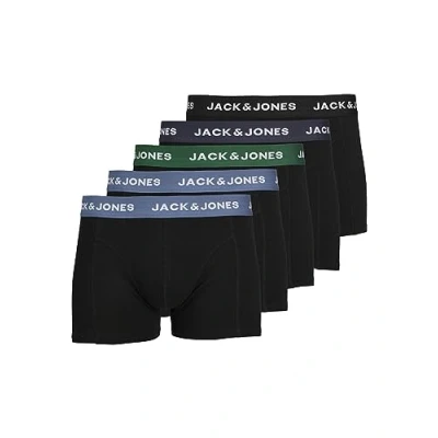 Image of Jack &amp; Jones Jacsolid Trunks 5 PACK Pants, Men&#039;s, Size: Small, Black/blue