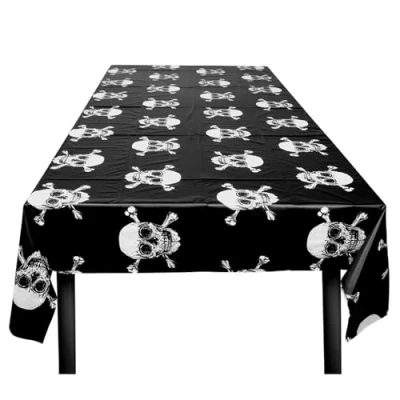 Image of Boland 74115 Pirate Tablecloth, 130 x 180 cm, Skull Table Cloth, Decoration, Party Tableware, Accessories, Birthday, Theme Party, Carnival