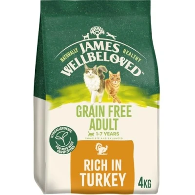 Image of James Wellbeloved Hypoallergenic Dry Cat Food for Adult Cats Grain Free Turkey 3x4 kg