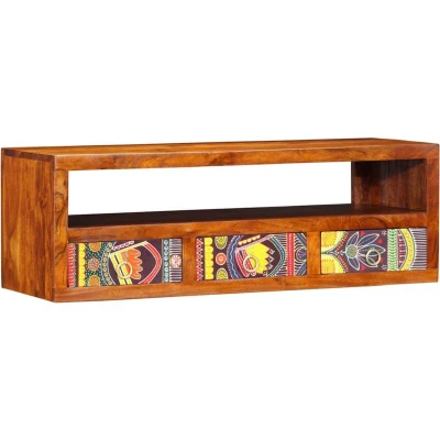 Image of Wall mounted tv Cabinet Multicolour 90x30x30 Solid Wood Acacia Vidaxl