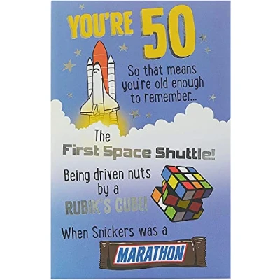 Image of UK Greetings 50th Birthday Card for Him/Her/Friend Nostalgic Design, 149mm x 229mm