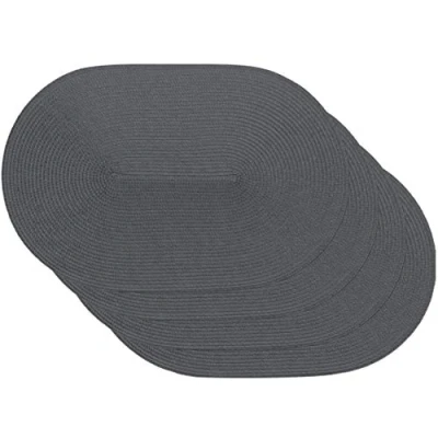 Image of Venilia Place Mat Table Linen Mats for Dining Room Woven Oval Pattern Grey Set of 4 Vinyl Food Safe 45 x 30 cm 59114