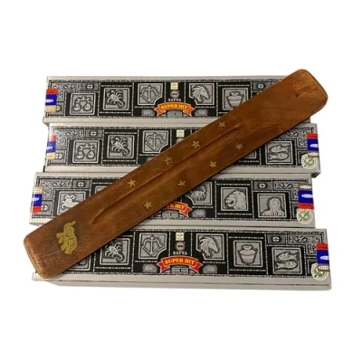 Image of VIE Satya Incense Sticks, 4 Packs x 15g, with Holder, Super Hit