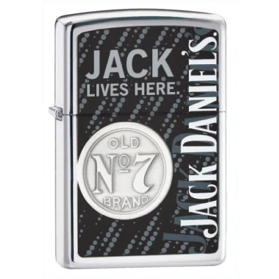 Image of Zippo Jack Daniel&#039;s Lives Here Old No7 Lighter High Polished Chrome
